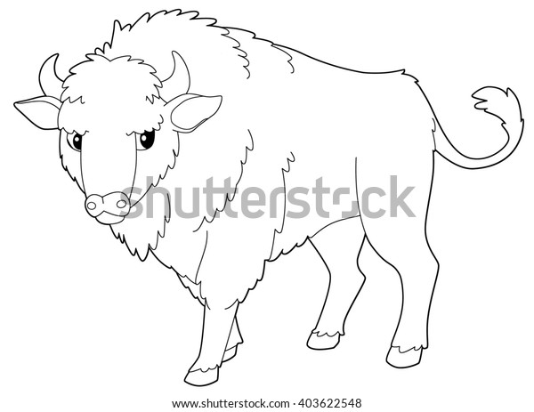 Cartoon Animal Bison Isolated Coloring Page Stock Illustration 403622548