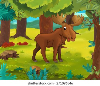 Cute Moose Flat Style Isolated On Stock Vector (Royalty Free ...