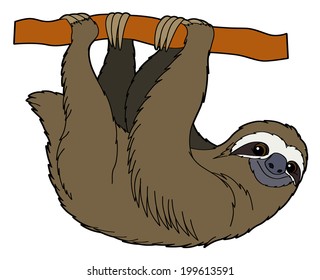 Cartoon animal - sloth - flat coloring style - illustration for children