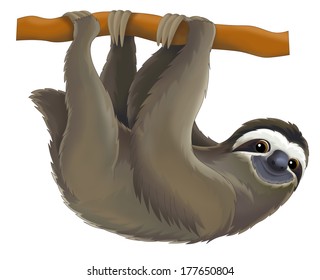 Cartoon animal - sloth - illustration for the children