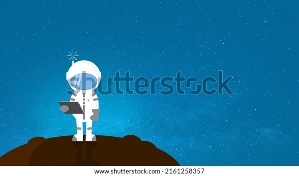 Cartoon\
Astronaut Communicating - With\
Copyspace
