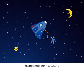 cartoon astronaut in outer space
