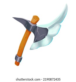 Cartoon Axe For The Game. Battle Axe For The Application Interface. Medieval Battle Axe. A Separate Element Of The Game Design Of The User Interface Are Warrior Items. A Fantastic Battle Axe.