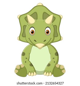 Cartoon Baby Triceratops Dinosaur Sitting