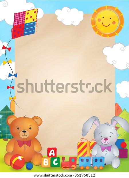 Cartoon background with a\
toys