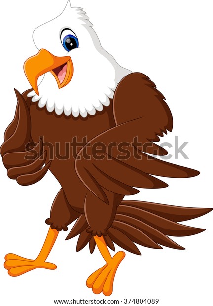 Cartoon Bald Eagle Standing Wings Extended Stock Illustration 374804089