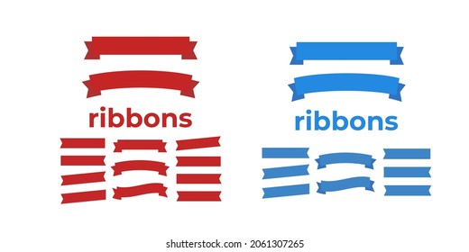 Cartoon Banners Ribbons. Banner Ribbon Set. Blue Ribbons