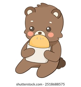 a cartoon bear holding a piece of bread - Powered by Shutterstock