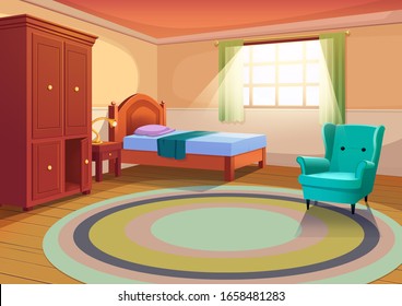 cartoon Bedroom interior background illustration 