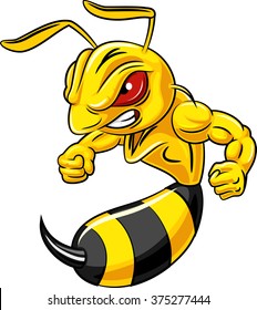 Cartoon bee mascot character isolated on white background