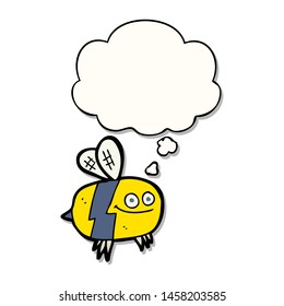 cartoon bee with thought bubble as a printed sticker