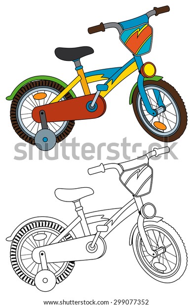 Cartoon Bicycle Coloring Page Illustration Children Stock Illustration 299077352