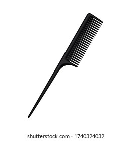 Cartoon black hairbrush. Everyday hair care tool. Hairdresser equipment illustration for icon, stamp, label, certificate, brochure, leaflet, poster, coupon or banner decoration - Powered by Shutterstock