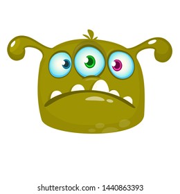 Cartoon Blue Alien Three Eyes Halloween Stock Illustration 1440863393 