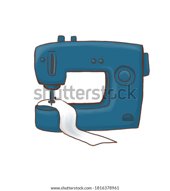 Cartoon Blue Cute Sewing Machine Isolated Stock Illustration 1816378961 ...