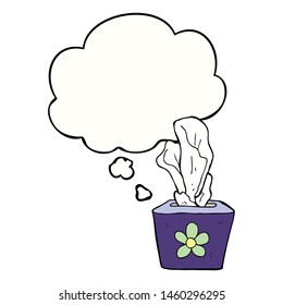 cartoon box of tissues with thought bubble