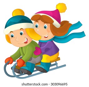 Cartoon Boy Girl Activity Sliding Illustration Stock Illustration ...