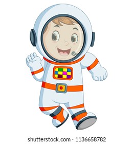 Cartoon Boy Wearing Astronaut Costume Stock Illustration 1136658782 ...