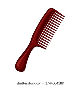 Cartoon brown comb. Everyday hair care tool. Hairdresser equipment illustration for icon, stamp, label, certificate, brochure, leaflet, poster, coupon or banner decoration - Powered by Shutterstock