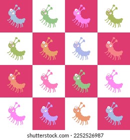 Cartoon bugs caterpillars pattern for wrapping paper and kids clothes print and fabrics and accessories and linens and festive packaging 
