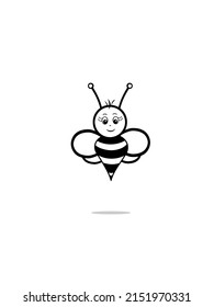 Cartoon Bumble Bee - Cute Little Outline Bumble Bee