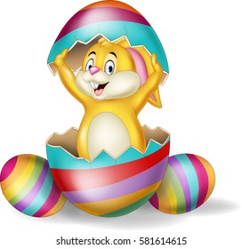 Cartoon Bunny Come Out Easter Egg Stock Vector (Royalty Free) 581614621