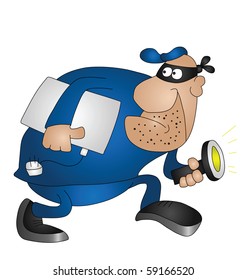 Cartoon Burglar Isolated On White Background