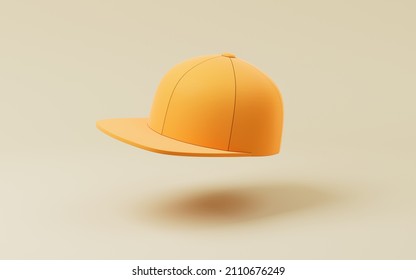 A cartoon cap with yellow background, 3d rendering. Computer digital drawing.