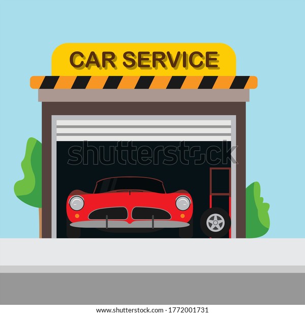 cartoon car service workshop
repair