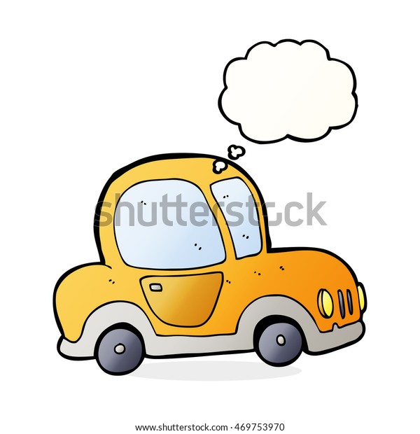 cartoon car with thought\
bubble