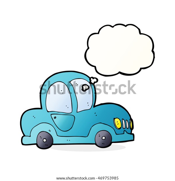 cartoon car with thought\
bubble