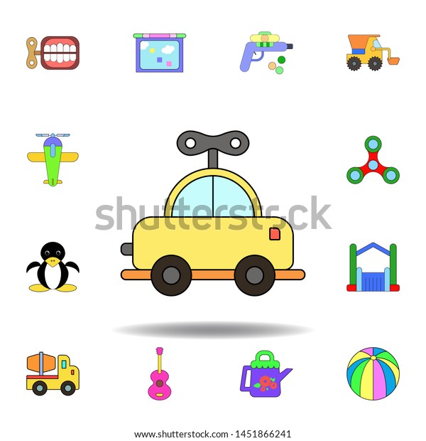 cartoon car toy colored icon. set of children toys\
illustration icons. signs, symbols can be used for web, logo,\
mobile app, UI,\
UX