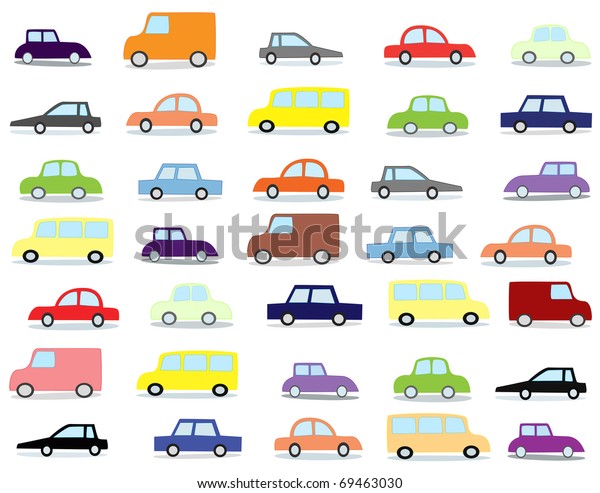 cartoon cars on a white\
background