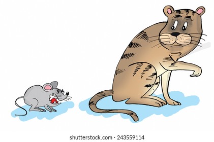 Cartoon Mouse Mouse Angry Cat Stock Illustration 243559114 |