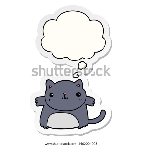 Cartoon Cat Thought Bubble Printed Sticker のイラスト素材