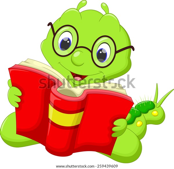 Cartoon Caterpillar Reading Book Stock Illustration 259439609 