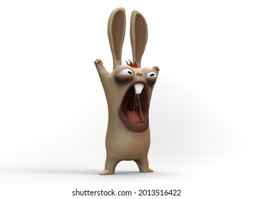 Cartoon character angry bunny rabbit 3d  illustration3d  rendering 