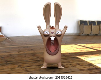 Cartoon character angry bunny rabbit 3d  illustration3d  rendering 