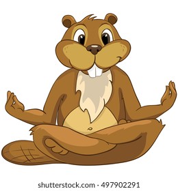 Cartoon Character Beaver. Isolated on White Background.