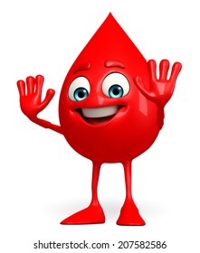 Cartoon Character of Blood Drop with stop pose