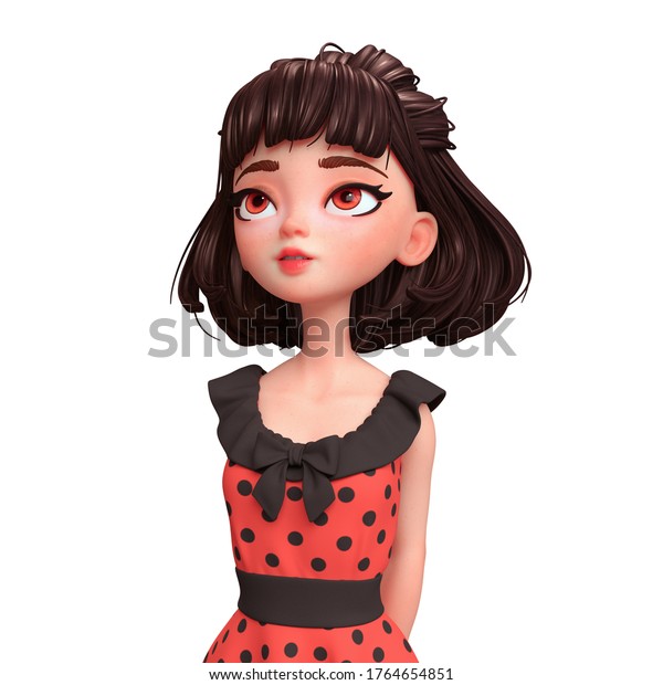 Cartoon Character Brunette Girl Big Brown Stock Illustration 1764654851 ...