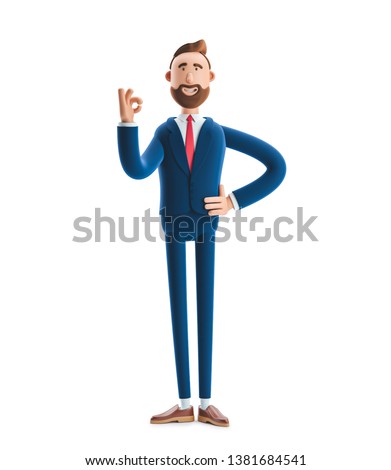 Cartoon character businessman Billy shows okay or OK gesture. 3d illustration ストックフォト © 