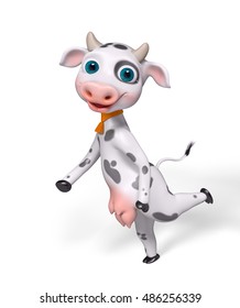 Cartoon character cow  running isolated, 3d rendering - Shutterstock ID 486256339