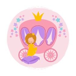 Cartoon Character Cute Little Princess And Coach Card Template