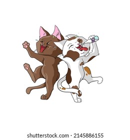 Cartoon character of drunk kitten - alcoholic teammates