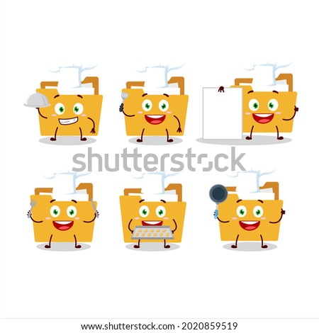 Cartoon character of file folder a with various chef emoticons.Vector illustration