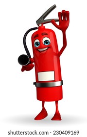 Cartoon Character Fire Extinguisher Hello Pose Stock Illustration ...