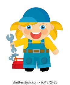 Cartoon Character Girl Mechanic Illustration Children Stock ...