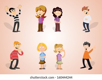 Group Cute Happy Cartoon People Stock Vector (Royalty Free) 120709465 ...