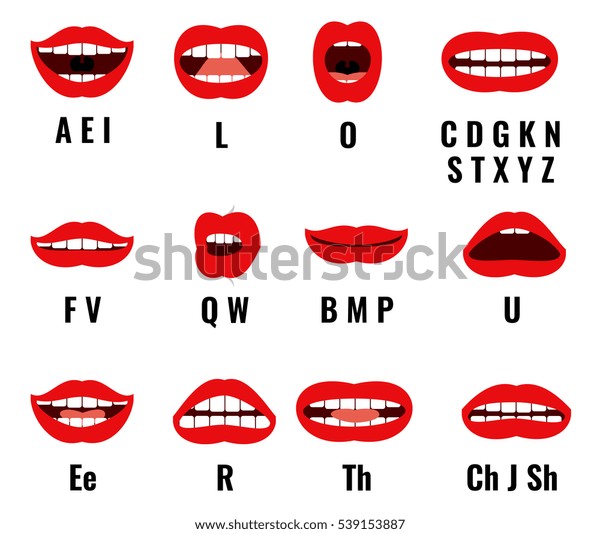 カートーンの文字の口と唇は 音の発音に合わせて同期します